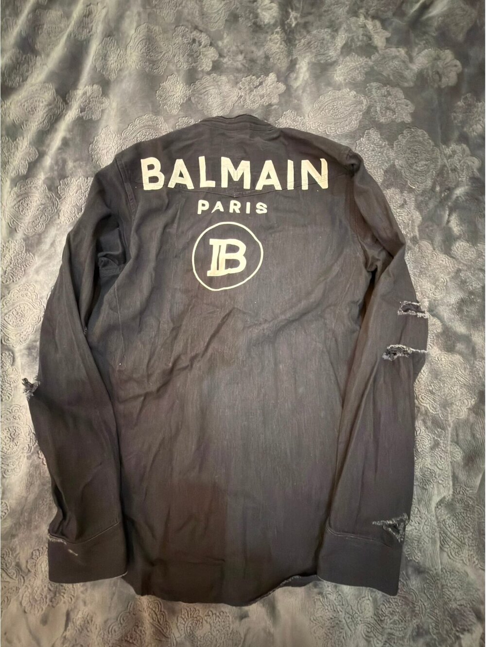Balmain Paris Black Cotton Button-Up Shirt Size 40 Made in